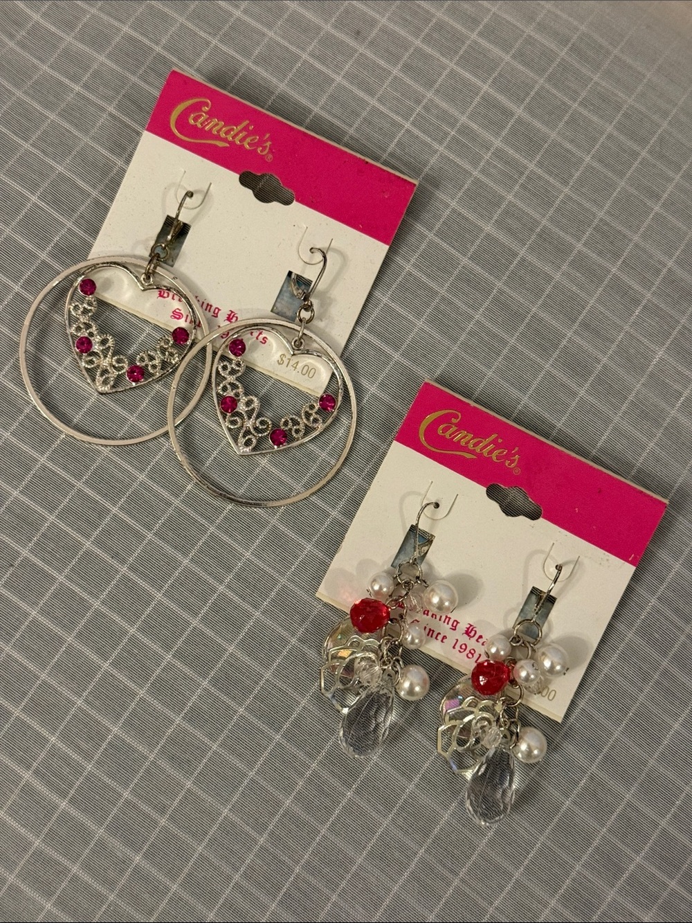 Candie's Silver Hoop Earrings with Pink Accents